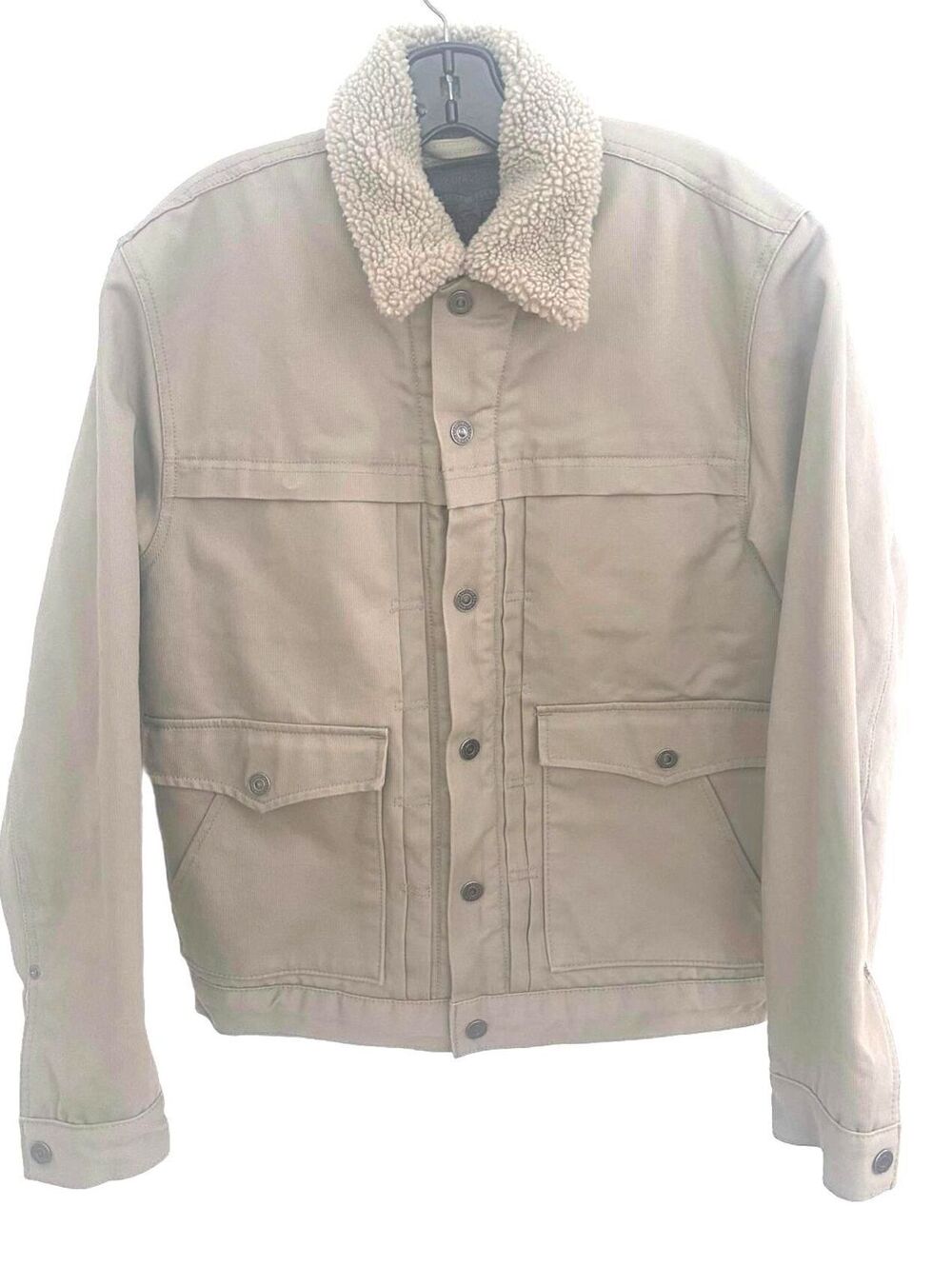 Levi's Men's Medium Beige Khaki Sherpa Lined Cotton Trucker Jacket